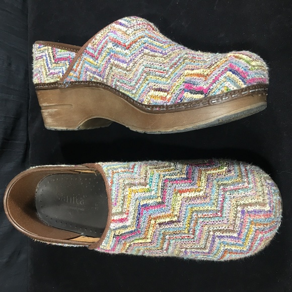 Sanita Shoes - Sanita Multi-color Zig-Zag Chevron Clogs
